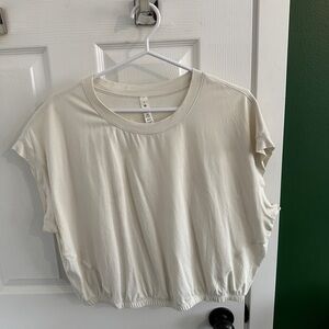 lululemon athletica Cream Cropped Short Sleeve Top